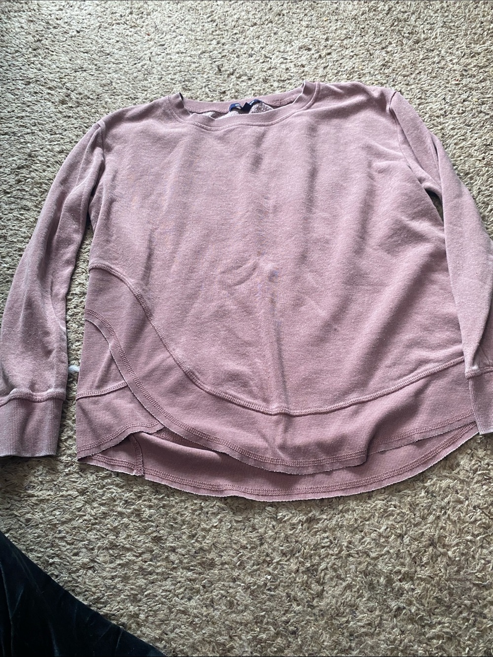 Ocean Drive Dusty Rose Layered-Hem Crewneck Sweater